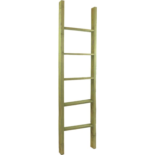 Ekena Millwork 19"W x 72"H x 3 1/2"D Vintage Farmhouse 5 Rung Ladder, Barnwood Decor Collection, Restoration Green DECR019X072X04LDRGR - main